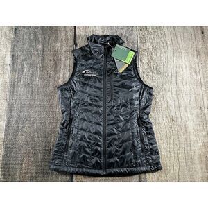NWT L.L. Bean Primaloft Packaway Puffer Vest Womens Small Black Full Zip Logo